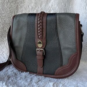 BOC Elegant Black and Brown Leather Shoulder Bag